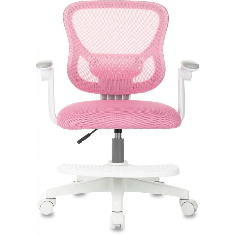 Кресло детское Бюрократ Burokids 3, сетка, ткань, пластик, корпус белый, подставка для ног, розовый