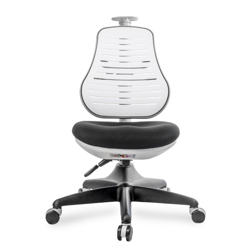 Кресло детское Comf-Pro С3 317 Chair, пластик, ткань, белый, черный, пластик, корпус черный, серый, с чехлом салатовым
