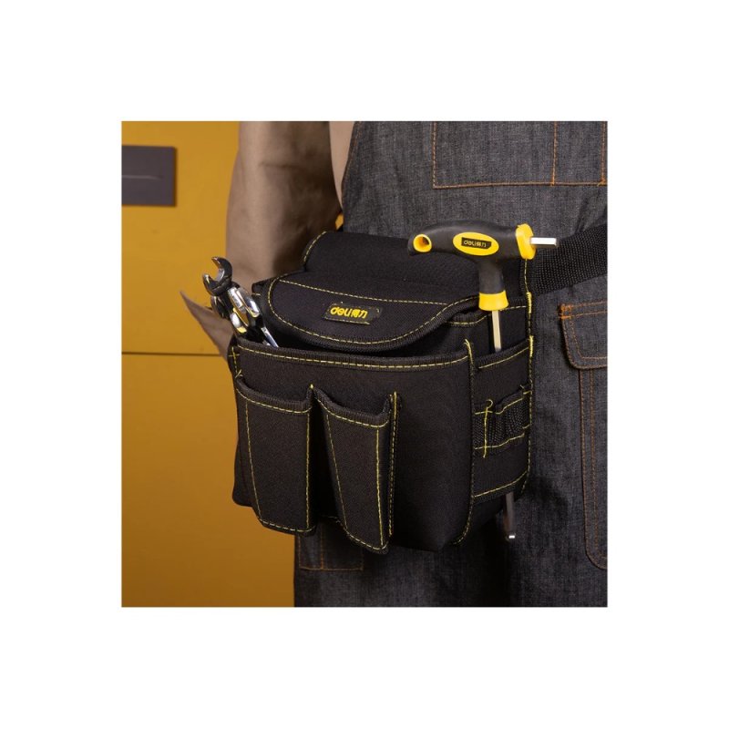 Сумка для инструментов поясная Deli YS EDL-P4, 220х140х200 мм, ткань Oxford, черный