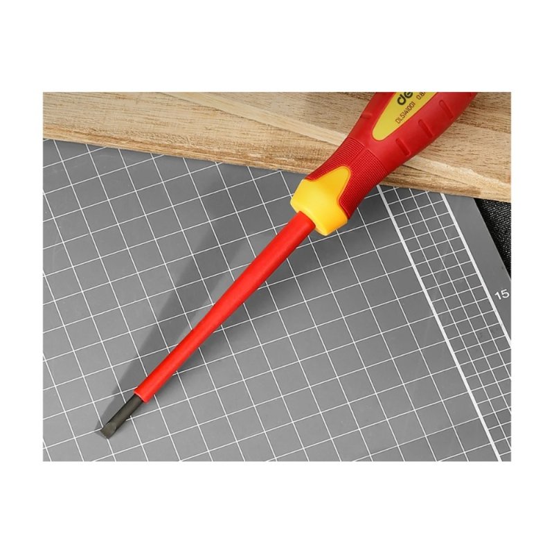 Отвертка диэлектрическая Deli YS EDL5141001, SL4х100 мм, желтый, красный