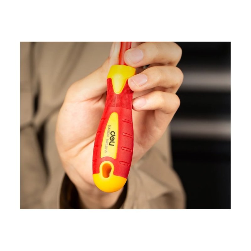 Отвертка диэлектрическая Deli YS EDL5151251, SL5,5х125 мм, желтый, красный