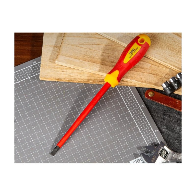Отвертка диэлектрическая Deli YS EDL5161501, SL6,5х150 мм, желтый, красный