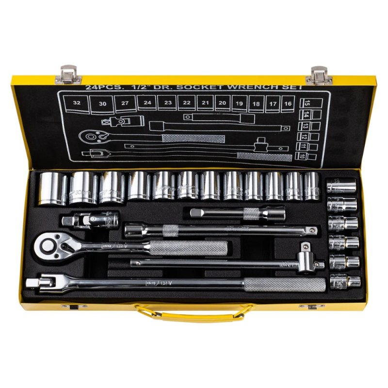 Набор головок торцевых Deli YS EDL2024T, 24 предмета, кейс, желтый