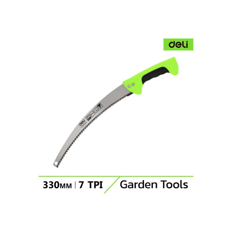 Пила-нож садовая с изогнутым полотном Deli GS EDL580330, 330 мм, черный, зеленый