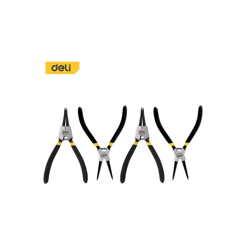 Съемники стопорных колец Deli YS EDL20521-4, 180 мм., набор 4 шт., желтый, черный