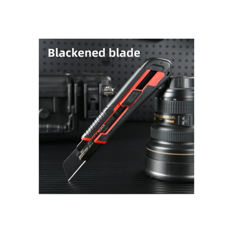 Нож строительный Deli RS EDL025G, 25 мм, универсальный, черный, красный