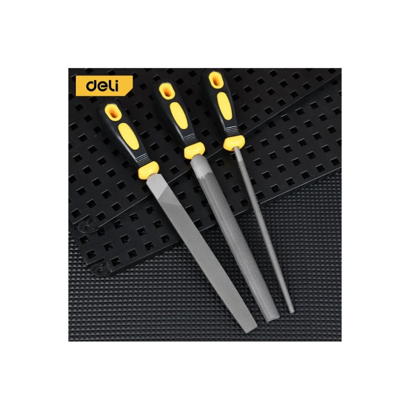Набор напильников Deli YS EDL352083, 3 шт, 200 мм, черный, желтый