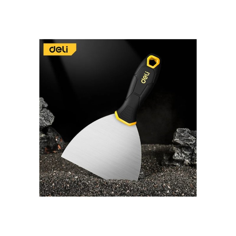 Шпатель нержавеющий Deli YS EDL-HD5, 125 мм, ручка 2K, черный, желтый