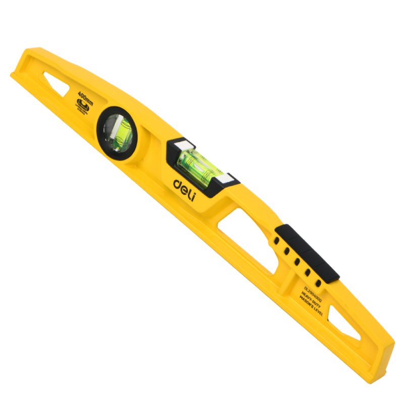 Уровень строительный Deli YS EDL290400Q, литой, 400 мм, с двойным обзором, пузырьковый