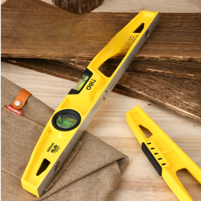 Уровень строительный Deli YS EDL290400Q, литой, 400 мм, с двойным обзором, пузырьковый