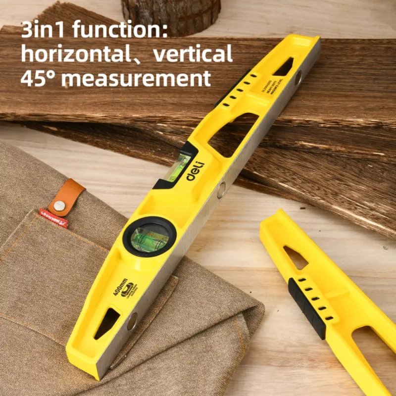 Уровень строительный литой Deli YS EDL290600Q, 600 мм, с двойным обзором