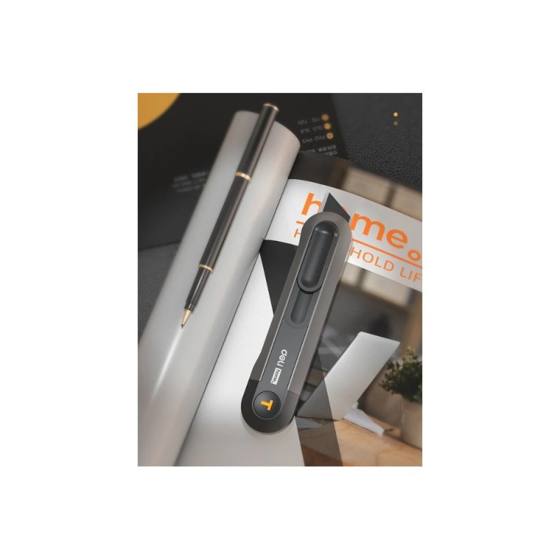 Нож строительный Deli HS EHT4008, 135x30 мм, трапеция, Soft Touch, черный