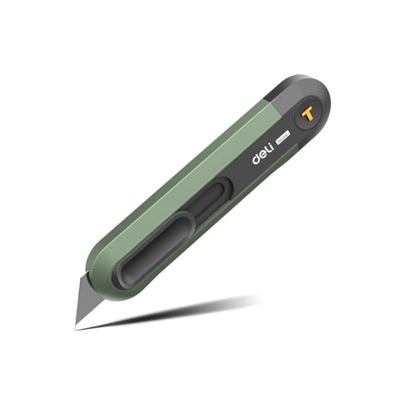 Нож строительный Deli HS EHT4008L, 135x30 мм, трапеция, Soft Touch, зеленый