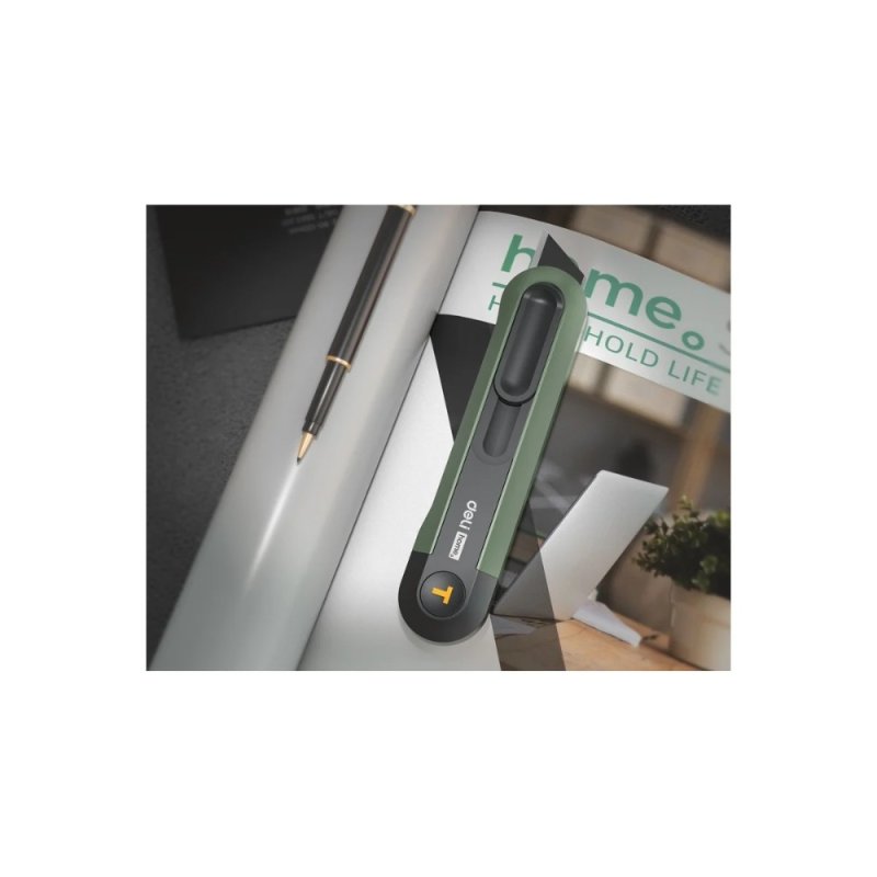 Нож строительный Deli HS EHT4008L, 135x30 мм, трапеция, Soft Touch, зеленый