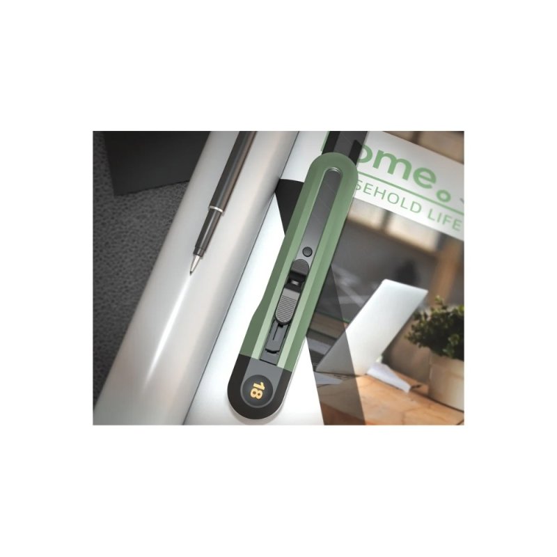 Нож строительный Deli HS EHT4018L, 18 мм, Soft Touch, зеленый