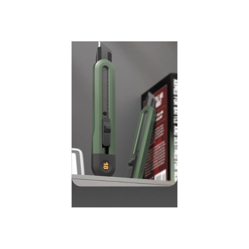 Нож строительный Deli HS EHT4018L, 18 мм, Soft Touch, зеленый