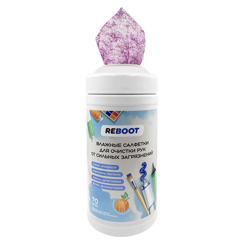 Влажные салфетки для очистки рук от сильных загрязнений (краски, шпатлевки, гуаши), 70 шт