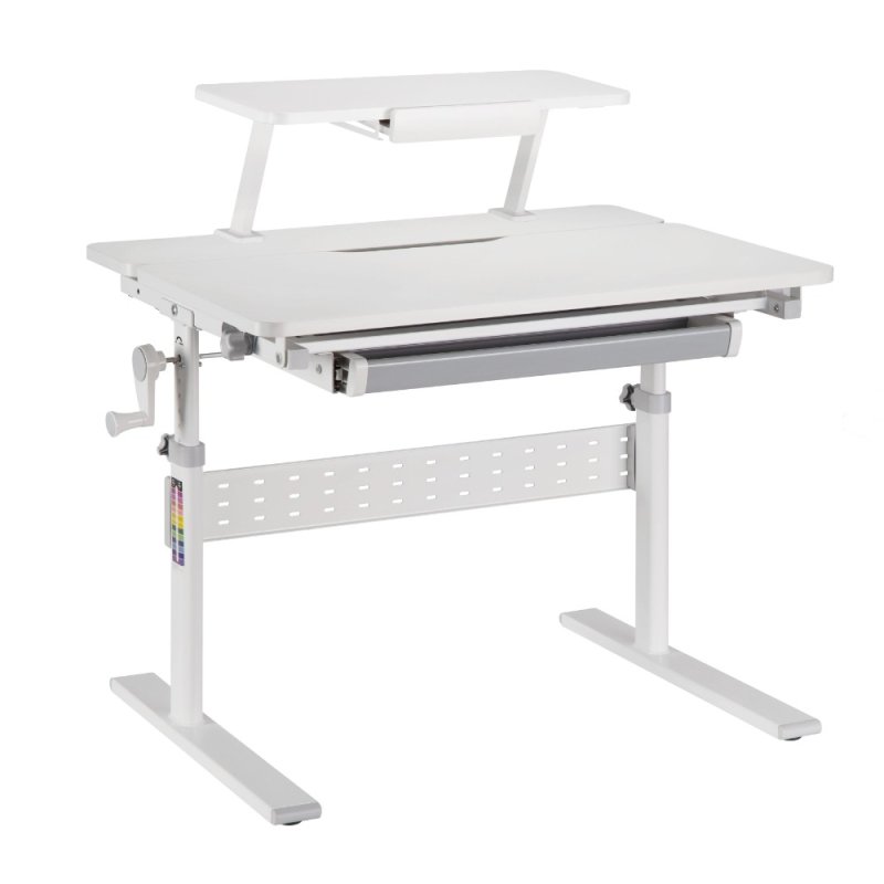 Комплект Ergosmart ученический Smart 80: стол E602 GREY, полка к столу E611 WHITE, накладка Е511