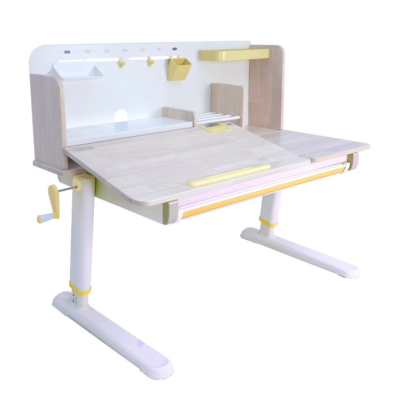 Стол Ergosmart регулируемый Galleon, 1200х700х(520-760) мм, гевея беленая, с книжной полкой