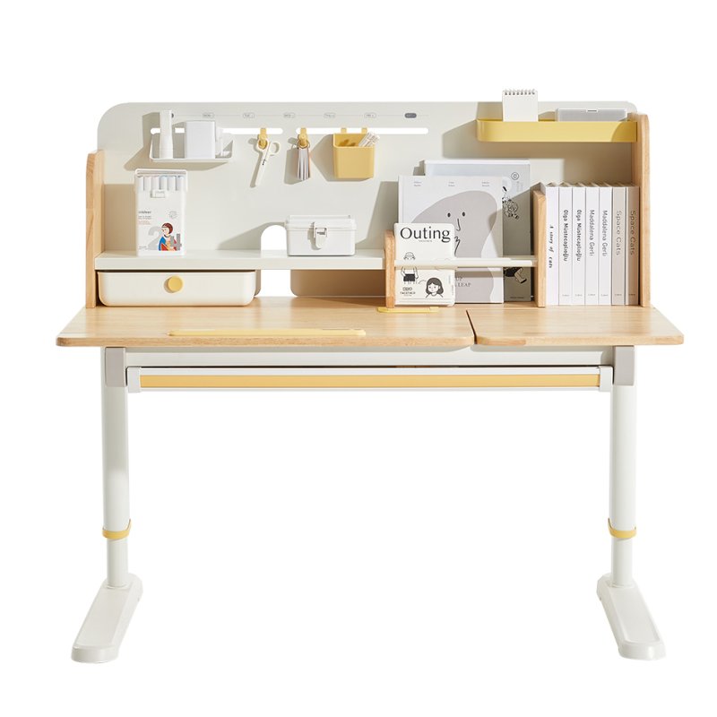 Стол Ergosmart регулируемый Galleon, 1200х700х(520-760) мм, гевея беленая, с книжной полкой