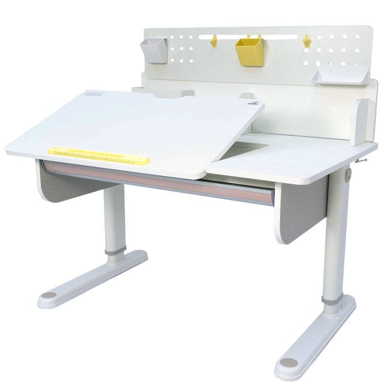 Комплект Ergosmart ученический Caravel S: стол регулируемый Caravel S, полка с подставкой для книг Wooden space S