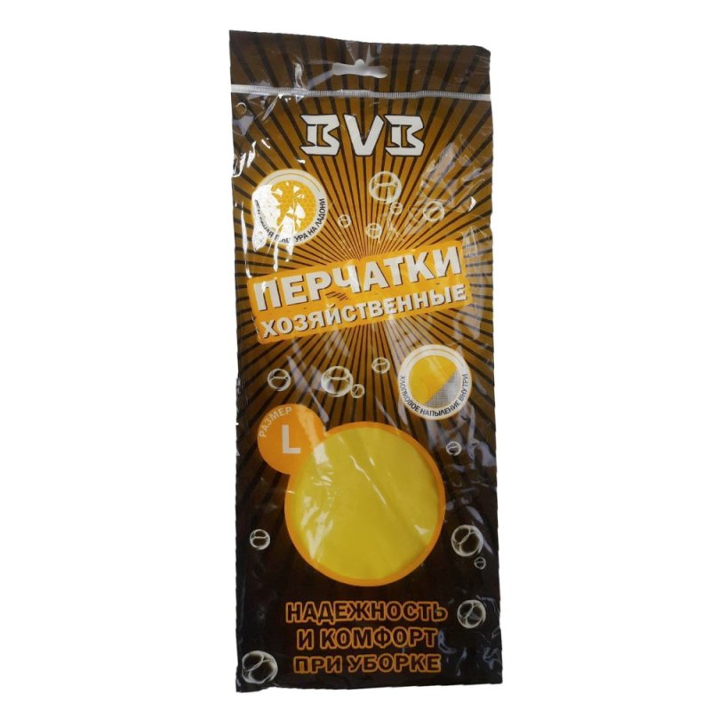 Перчатки латексные хозяйственные, BVB, р-р S, желтый