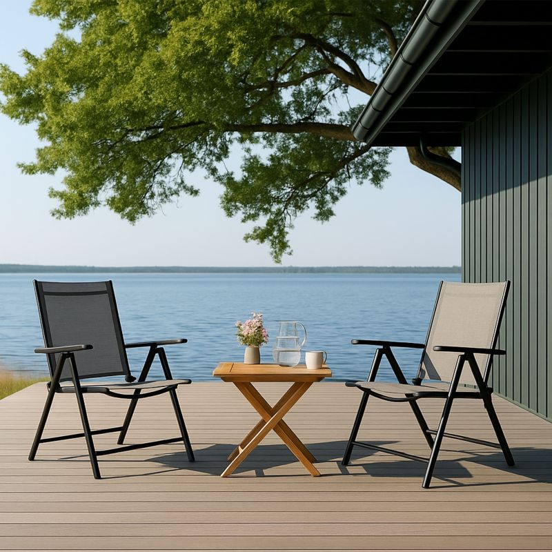 Кресло садовое AksHome CATANIA, ткань, серый, черный