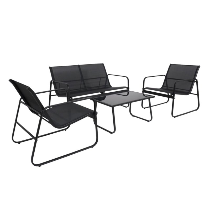 Комплект мебели садовой AksHome VERANDA (кресло 2 шт, диван 1 шт, стол 1 шт), черный