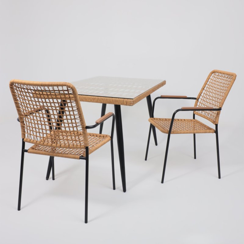 Кресло садовое AksHome BERGAMO, PE искусственный ротанг, черный, коричневый