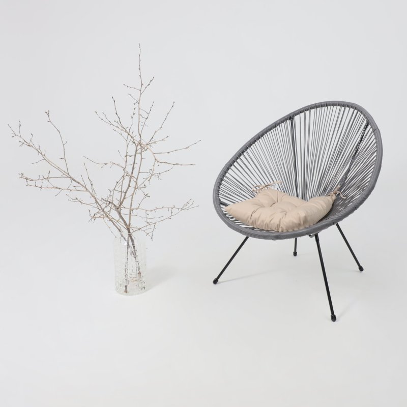 Кресло садовое AksHome RIMINI, искусственный ротанг, серый