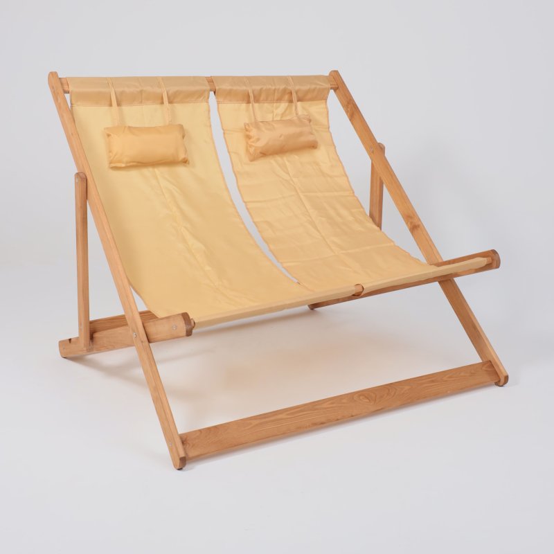 Кресло-шезлонг двойной DYATEL, ткань, бежевый, массив сосны