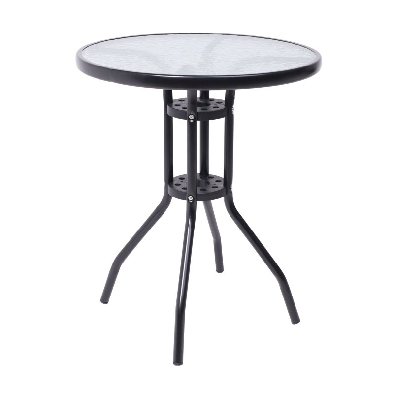 Стол садовый VERONA, 600х600х730 мм, сталь, черная, закаленное стекло 5мм