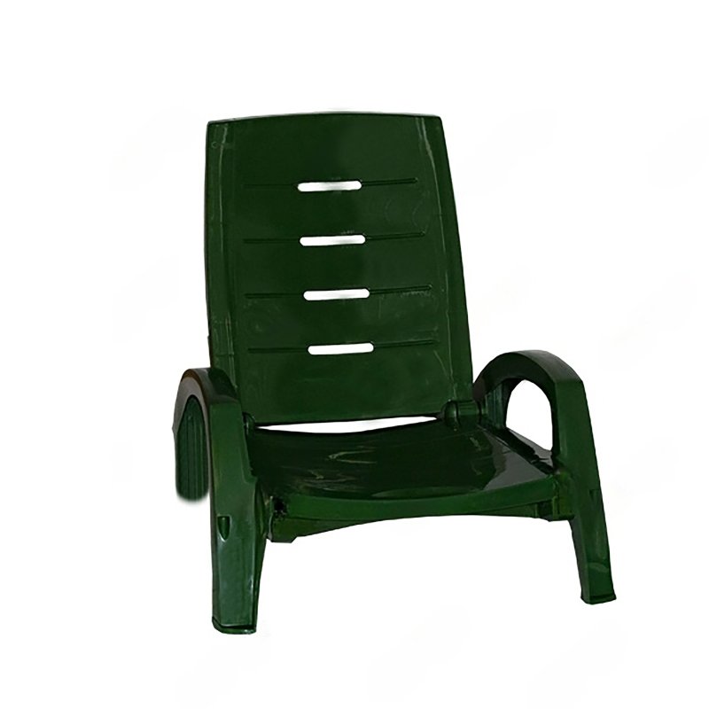 Шезлонг складной на колесах, пластик, темно-зелёный