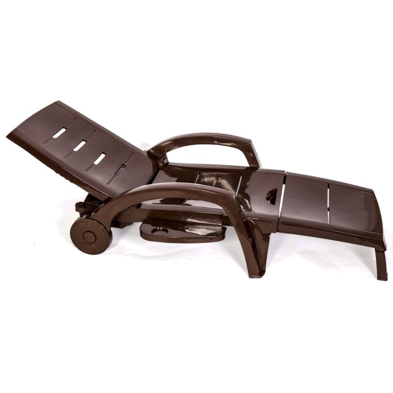 Шезлонг складной на колесах, пластик, шоколадный