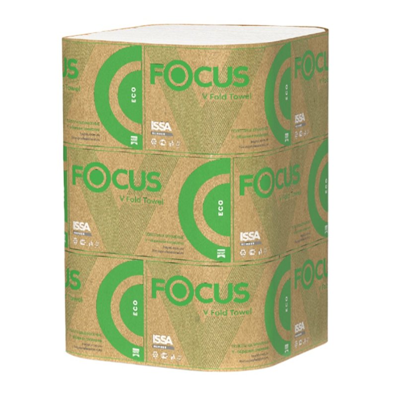 Полотенца бумажные Focus Eco, V – сложение, 250 листов, 1 слой, 100% целлюлоза