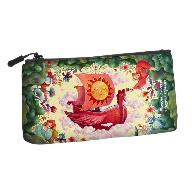 Пенал-косметичка «Летучий корабль», Наталья Липская, 1 отделение, 210х100 мм, текстиль, разноцветный