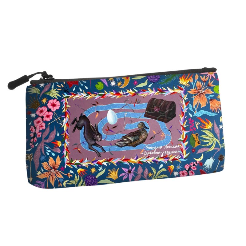 Пенал-косметичка «Царевна-лягушка», Наталья Липская, 1 отделение, 210х100 мм, текстиль, разноцветный