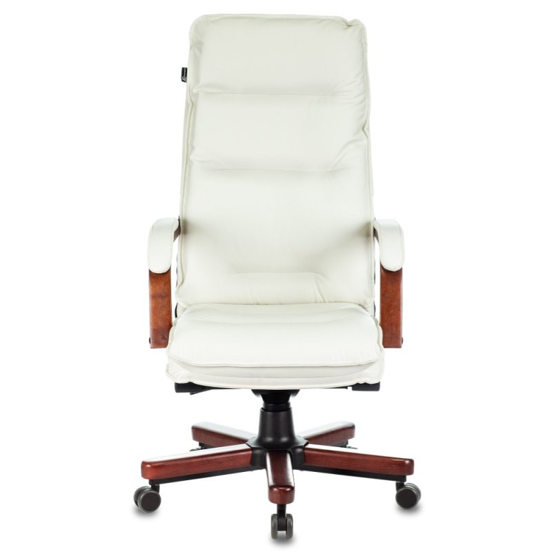 Кресло для руководителя Бюрократ T-9927WALNUT, натуральная кожа, слоновая кость, металл, дерево