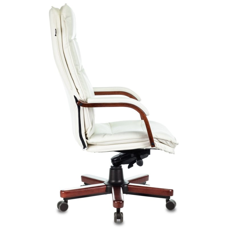 Кресло для руководителя Бюрократ T-9927WALNUT, натуральная кожа, слоновая кость, металл, дерево