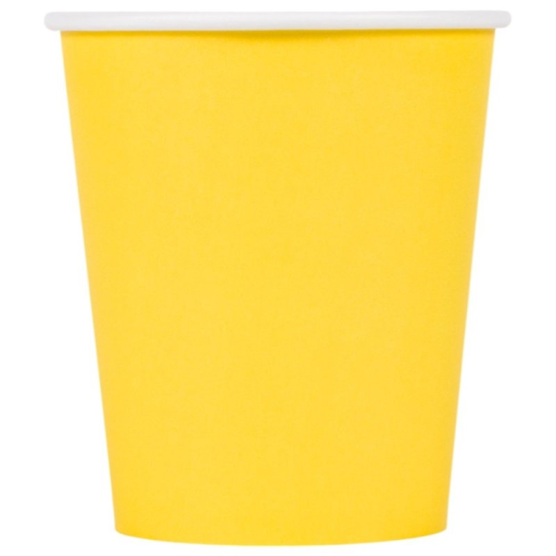 Стакан картонный 250 мл, 1 слой, 50 шт/упак, желтый