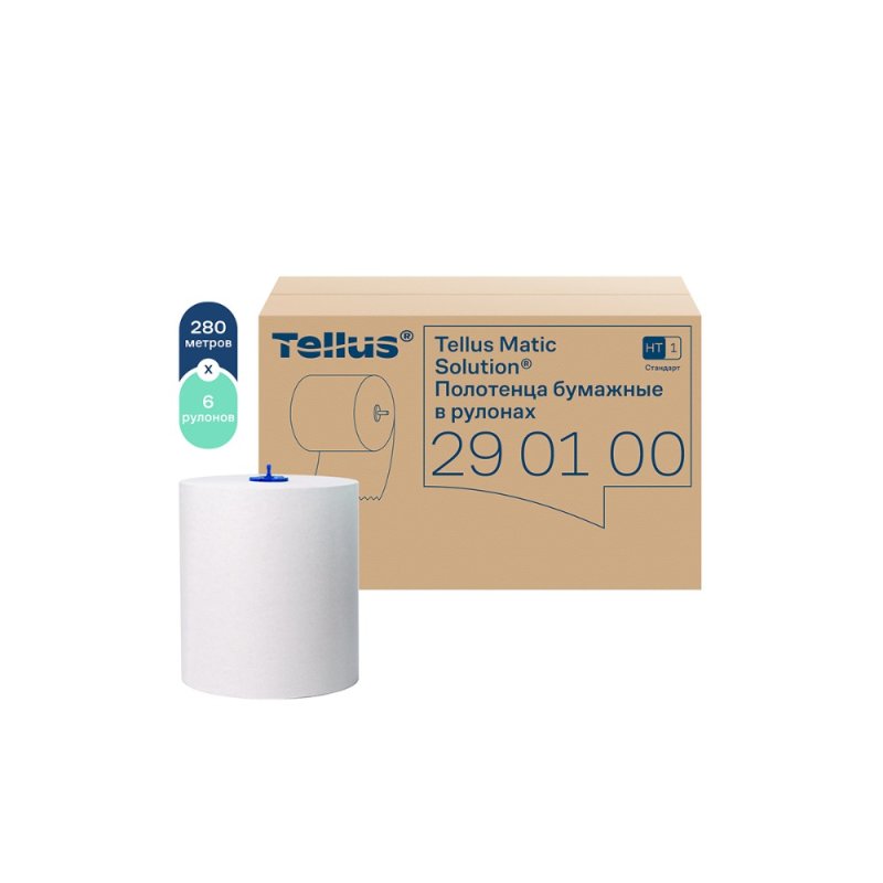 Полотенца бумажные Tellus Matic Стандарт, в рулонах, 1 слой, Н1, 280 м