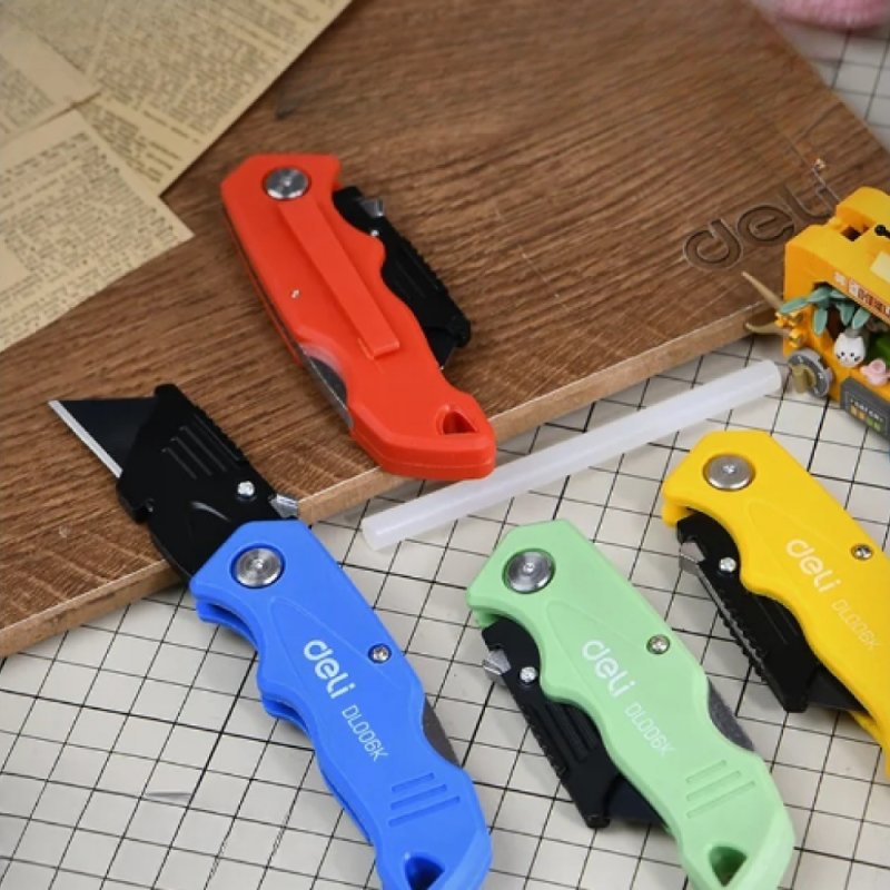 Нож строительный складной Deli YS EDL006K-4, 19 мм, трапеция, 4 шт.