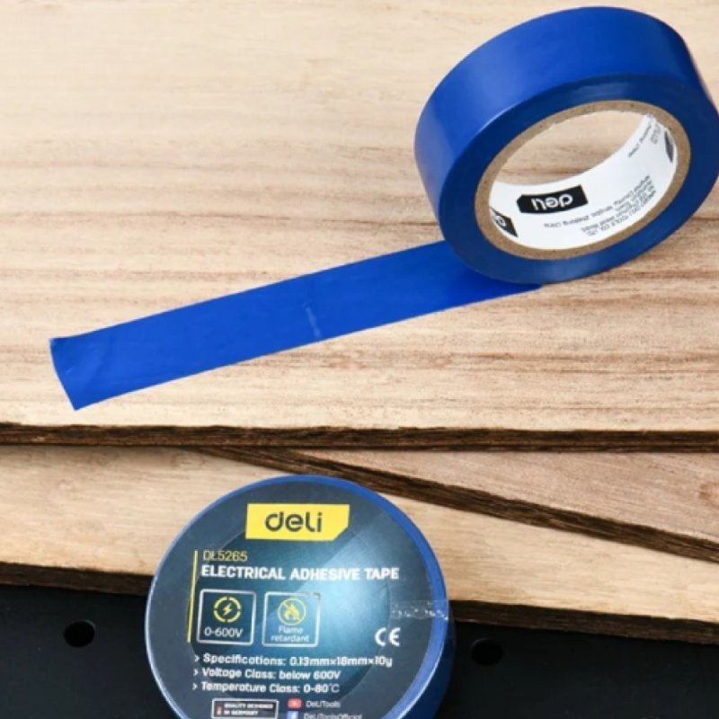 Изолента ПВХ Deli YS EDL5265, 18 мм x 10 м, 130 мкм, синяя