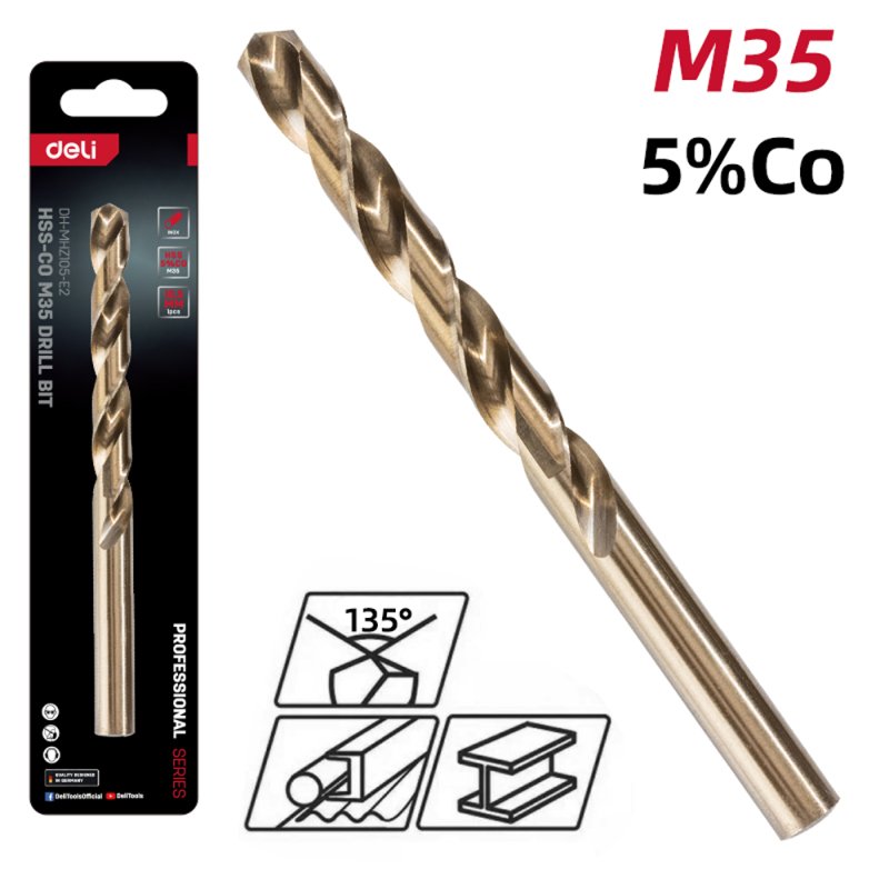 Сверло по металлу Deli RS EDH-MHZ100-E2, 10.0 мм, DIN 338, HSCo 5%