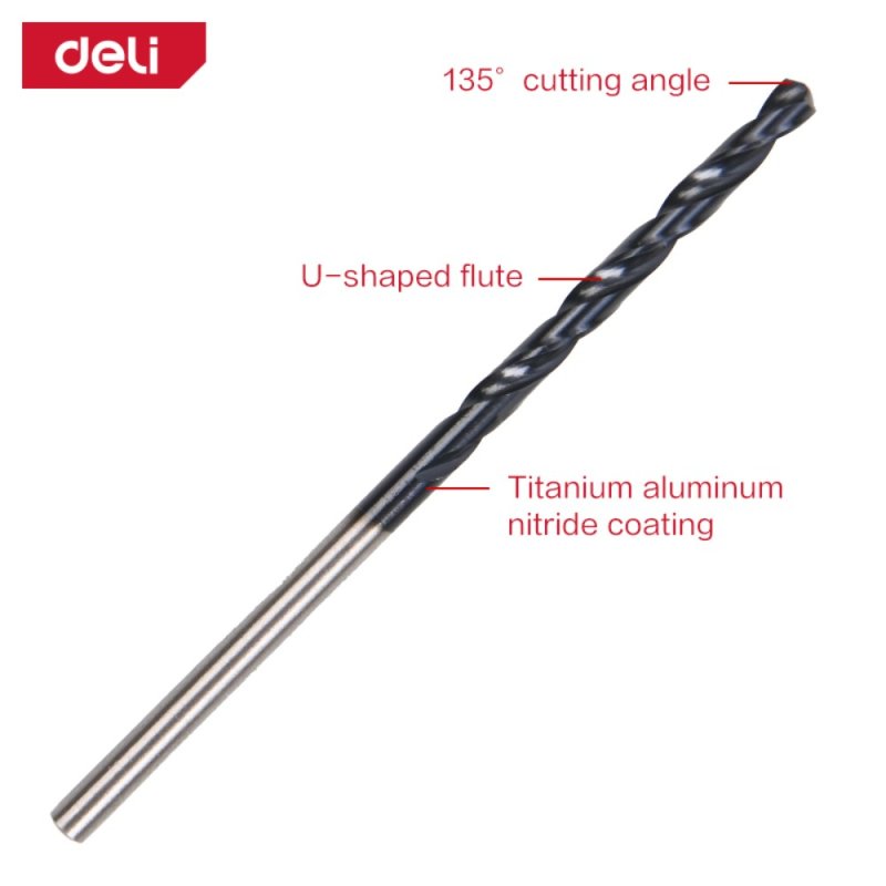 Сверло по металлу Deli RS EDH-MHZ045-E4, 4.5 мм, DIN 338, HSS-TiN