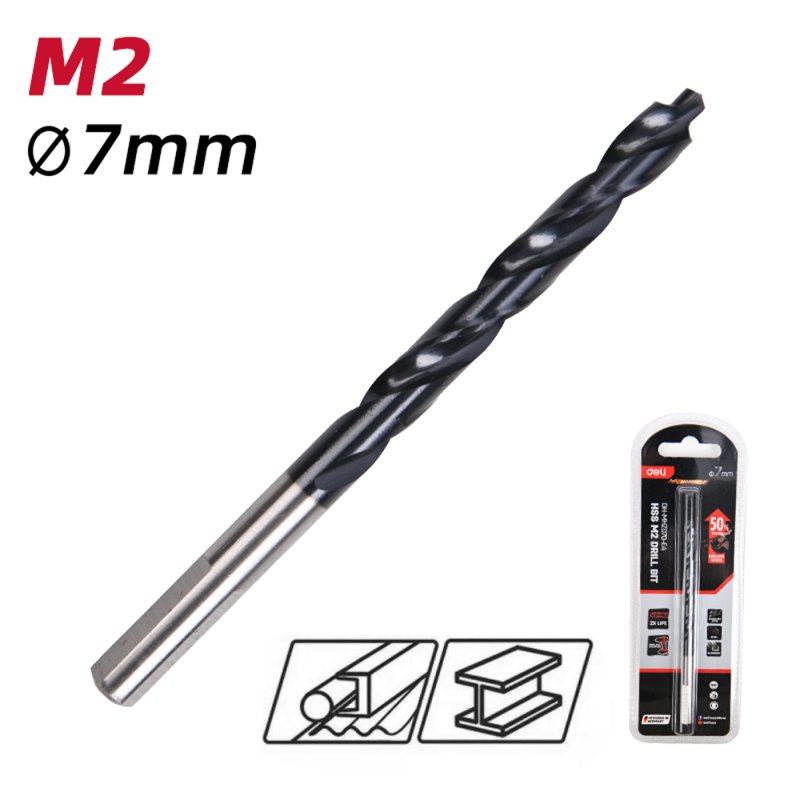 Сверло по металлу Deli RS EDH-MHZ070-E4, 7.0 мм, DIN 338, HSS-TiN