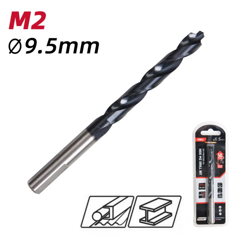 Сверло по металлу Deli RS EDH-MHZ095-E4, 9.5 мм, DIN 338, HSS-TiN