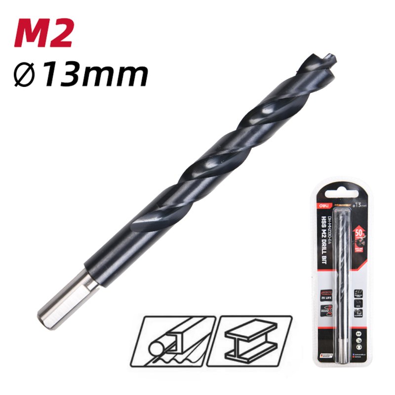 Сверло по металлу Deli RS EDH-MHZ130-E4, 13.0 мм, DIN 338, HSS-TiN