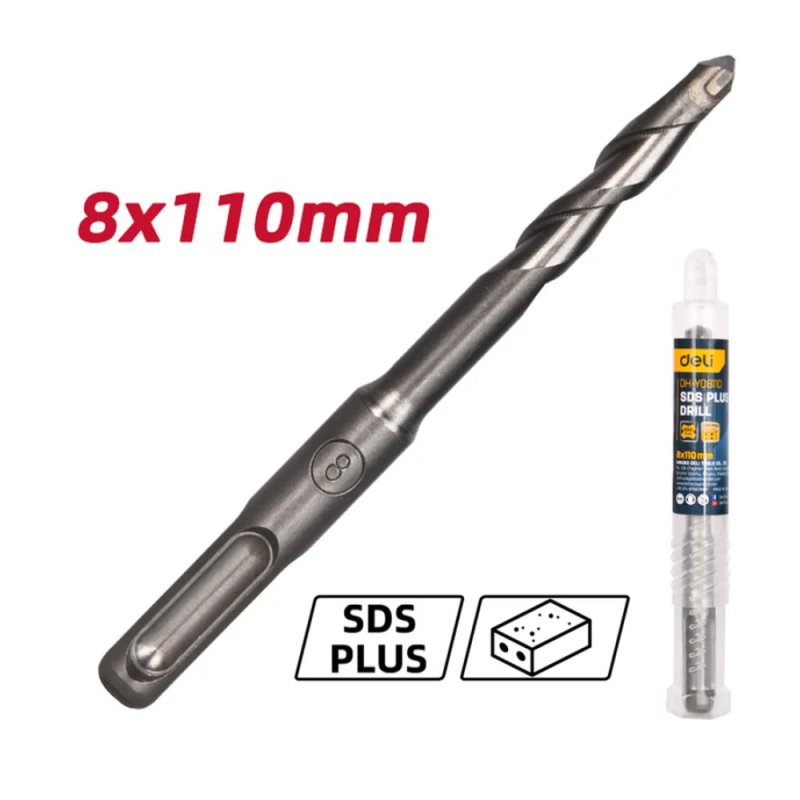 Бур по бетону Deli YS EDH-Y08110, 8 x 110 мм, SDS-PLUS