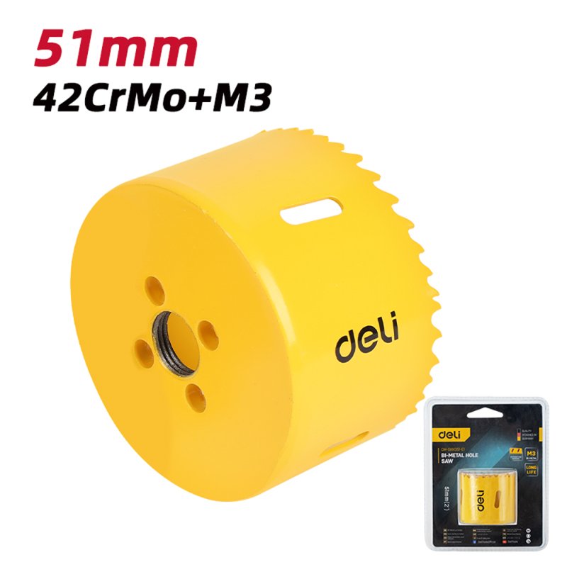 Коронка биметаллическая Deli YS EDH-SKK051-E1, 51 х 38 мм, М14